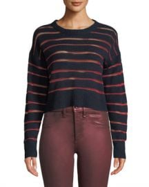 Rag  amp  Bone Penn Cropped Sweater with Sheer Stripe Detail at Neiman Marcus