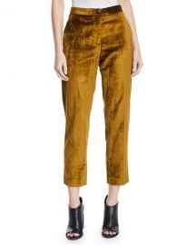 Rag  amp  Bone Poppy Velvet High-Rise Cropped Pants at Neiman Marcus