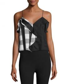 Rag  amp  Bone Posta Ruffled Printed Tank Top  Black White   Neiman at Neiman Marcus