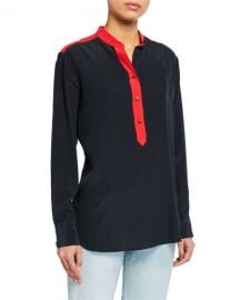 Rag  amp  Bone Scarlet Colorblock Button-Front Blouse at Neiman Marcus