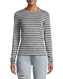 Rag  amp  Bone Striped Slim Long-Sleeve Crewneck Top at Neiman Marcus