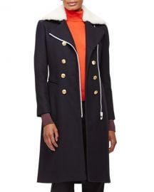 Rag  amp  Bone Sullivan Double-Breasted Coat w Shearling Collar at Neiman Marcus