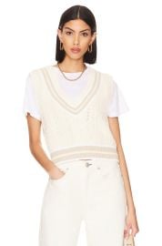 Rag Bone Brandi Stripe Trim Cable Stitch Sweater Vest at Revolve