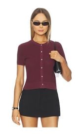 Rag Bone Dina Short Sleeve Cardigan In Prune at Revolve