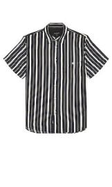 Rag Bone Gus Short Sleeve Linen Shirt In Navy Blue Stripe at Revolve