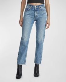 Rag Bone Harlow Rhinestone Straight Leg Jeans at Neiman Marcus