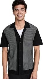 Rag Bone Harvey Knit Camp Shirt in Black White at Amazon