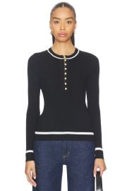 Rag Bone Kassy Rib Henley Top In Black at Revolve
