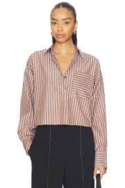 Rag Bone Marin Cropped Striped Shirt In Brown at Revolve