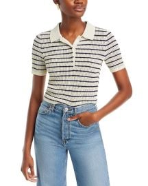 Rag Bone Viola Stripe Cotton Blend Polo Sweater at Bloomingdales