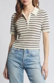 Rag Bone Viola Stripe Cotton Blend Polo Sweater at Nordstrom