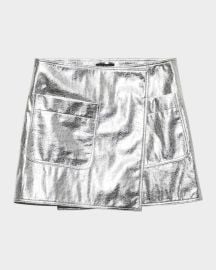 Rag amp Bone Kyla Foil Faux Leather Wrap Skirt at Neiman Marcus