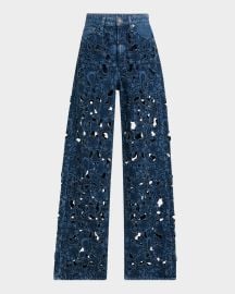 Rag amp Bone Logan Mid-Rise Floral Cut-Out Jeans at Neiman Marcus