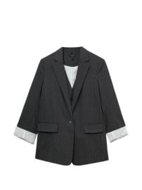 Rag amp Bone Pinstripe three-quarter-sleeve Blazer Grey at Farfetch