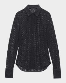Rag amp Bone Yvette Button-Front Lace Shirt at Neiman Marcus