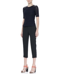 Rag and Bone Basha Short-Sleeve Top and Cropped Cuffed Pants at Neiman Marcus