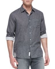 Rag and Bone Button-Down Beach Shirt Charcoal at Neiman Marcus