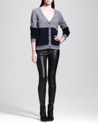 Rag and Bone Claire Colorblock Wool-Alpaca Cardigan and The Skinny Leather Jeans Black at Neiman Marcus