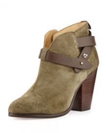 Rag and Bone Harrow Nubuck Ankle Boot Stonewall Green at Neiman Marcus