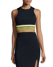 Rag and Bone Sheridan Ribbed Sleeveless Crop Top Navy at Neiman Marcus