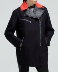 Rag and Bone Turner Contrast-Collar Zip Coat at Neiman Marcus