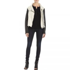 Rag andamp Bone Leather Sleeves Moto Jacket at Barneys