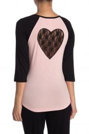 Raglan Sleeve Heart Back Pajama Top at Nordstrom Rack