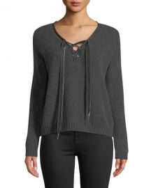 Rails Amelia Lace-Up Wool Long-Sleeve Sweater at Neiman Marcus