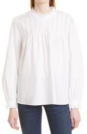 Rails Ariana Ruffle Pleat Cotton Blend Blouse in White at Nordstrom  at Nordstrom