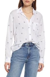 Rails Charli Star Linen Blend Blouse in Flocked Midnight Stars  at Nordstrom