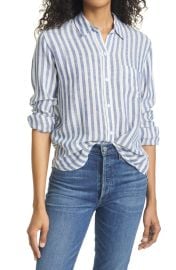 Rails Charli Stripe Linen Blend Blouse in Echo Stripe  at Nordstrom