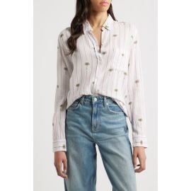 Rails Charli Stripe Palm Tree Print Linen Blend Button-Up Shirt at Nordstrom