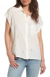 Rails Chase Seahorse Print Silk Shirt at Nordstrom