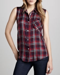 Rails Gavin Sleeveless Plaid Blouse at Neiman Marcus