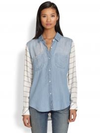 Rails Harper Contrast-Paneled Denim Shirt at Saks Fifth Avenue