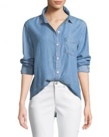 Rails Ingrid Raw-Edge Button-Front Shirt at Neiman Marcus