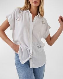 Rails Jamie Eyelet-Embroidered Stars Shirt at Neiman Marcus