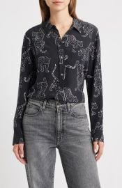 Rails Kate Jaguar Print Silk Button-Up Shirt in Black Jaguars at Nordstrom Rack at Nordstrom Rack