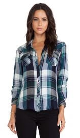 Rails Kendra Button Down in Green and Navy  REVOLVE at Revolve