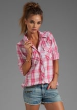 Rails Kendra Shirt in pink plad at Revolve