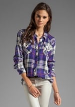 Rails Kendra shirt in purple worn on Happy Endings at Revolve