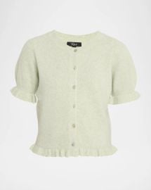 Rails Lora Ruffle Trim Puff Sleeve Cardigan at Neiman Marcus