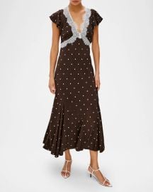 Rails Mattia Lace Trim Polka Dot Midi Dress at Neiman Marcus