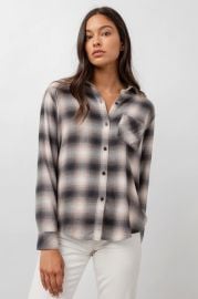 Rails Milo Plaid Button-Up Shirt in Latte Black Shadow at Rails