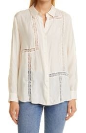 Rails Mona Lace Inset Tunic Blouse in White Sand  at Nordstrom