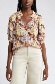 Rails Paris Floral Split Neck Top at Nordstrom