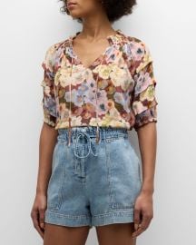 Rails Paris Painted Floral Blouse at Neiman Marcus