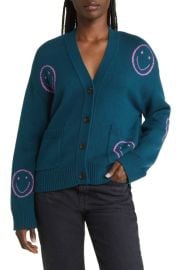 Rails Reese Intarsia Smiley Wool Cotton Cardigan at Nordstrom