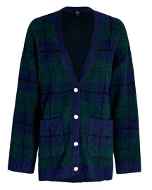 Rails Runi Crystal-Embellished Plaid Cardigan in blue reg at Intermix