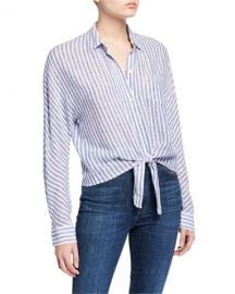 Rails Rylan Striped Tie-Front Shirt at Neiman Marcus